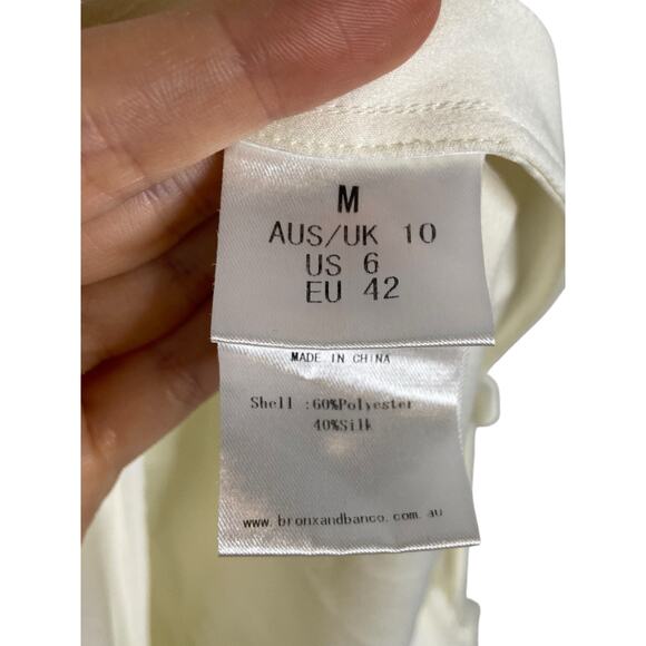 Bronx and Banco Paros Gown Silk Ruffle Hem Pearl Embellishments Bridal Wedding M - Picture 7 of 11